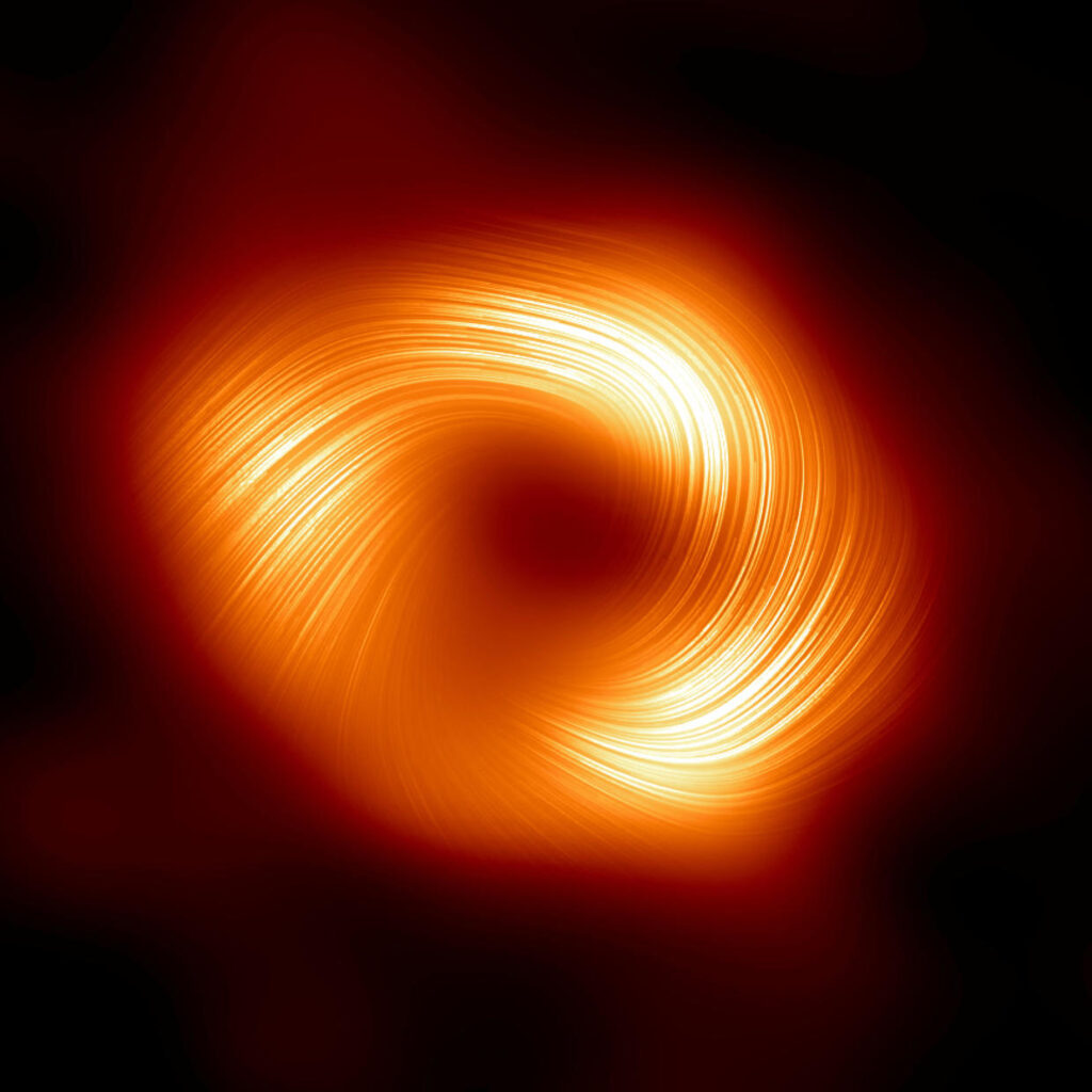 Space New Image Reveals Milky Way’s Black Hole Is Surrounded By Powerful “Twisted” Magnetic Fields, Astronomers Say.