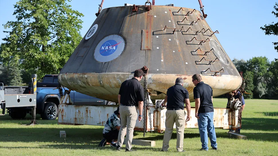 Orion Capsule Used In Abort Test ‘Lands’ At University Of North Dakota.